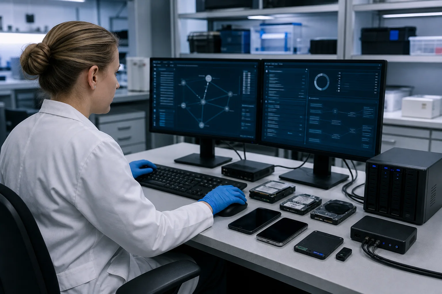 Forensic specialist preserving messaging and document metadata for a commercial claim.
