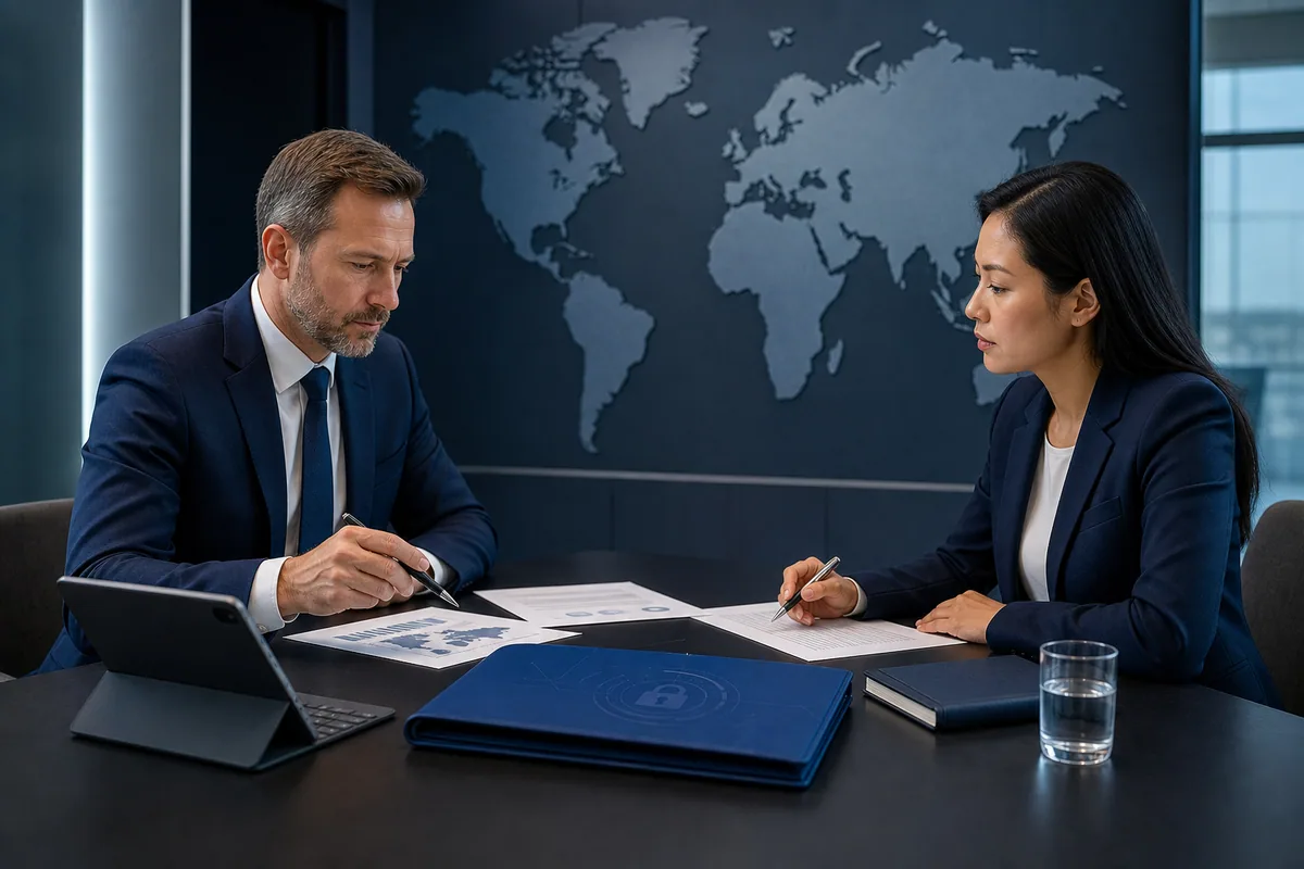 Cross-border business team planning confidentiality, intellectual property and dispute procedures.