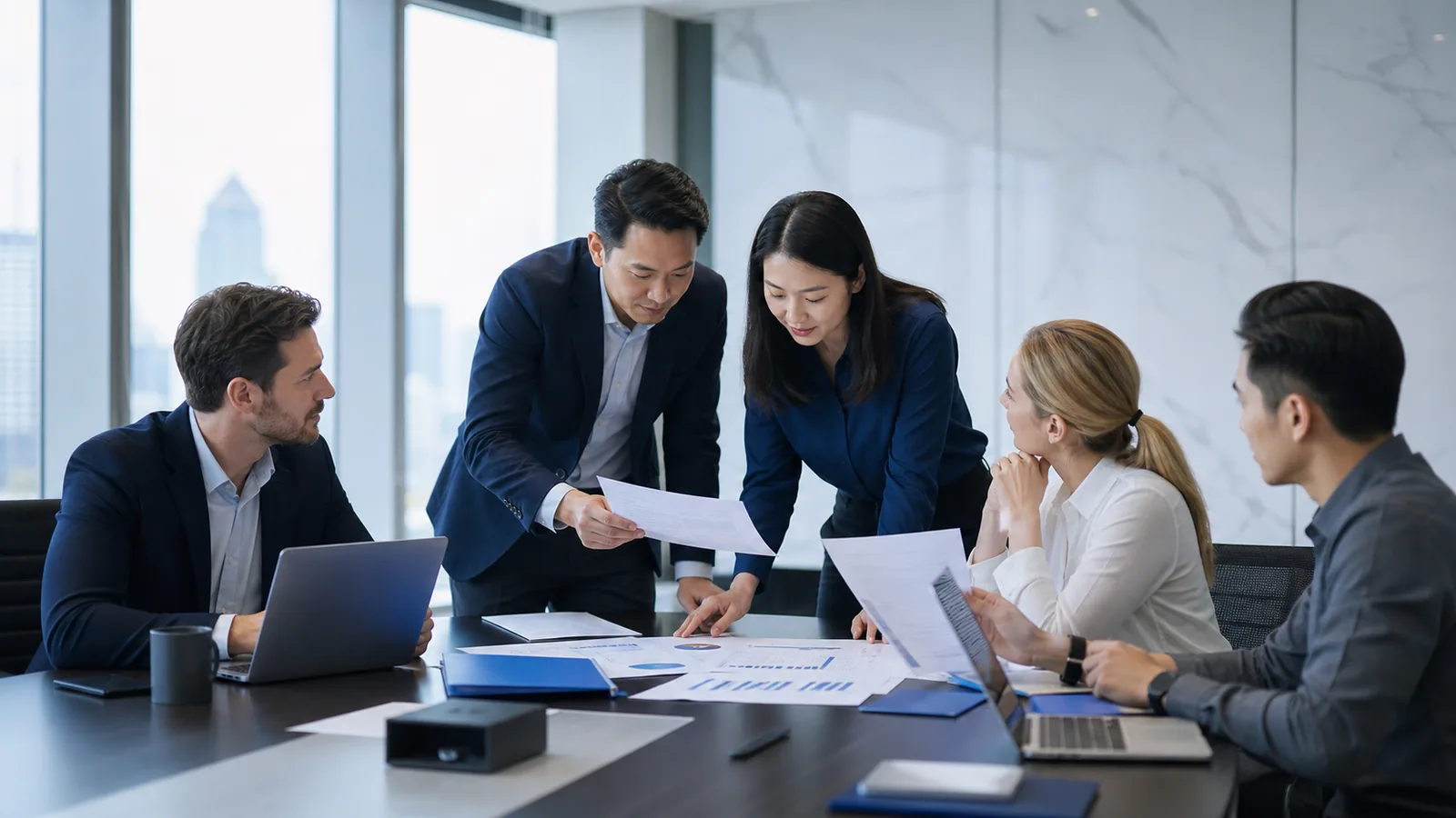 Chinese company due diligence team reviewing corporate records and ownership information